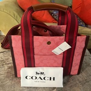 NWT Coach Signature Canvas Spin Tote 27 with Removable Strap